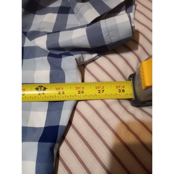 Mizzen Main Shirt Mens 2XL XXL Blue White Check Performance Menswear Trim Fit - Picture 10 of 11